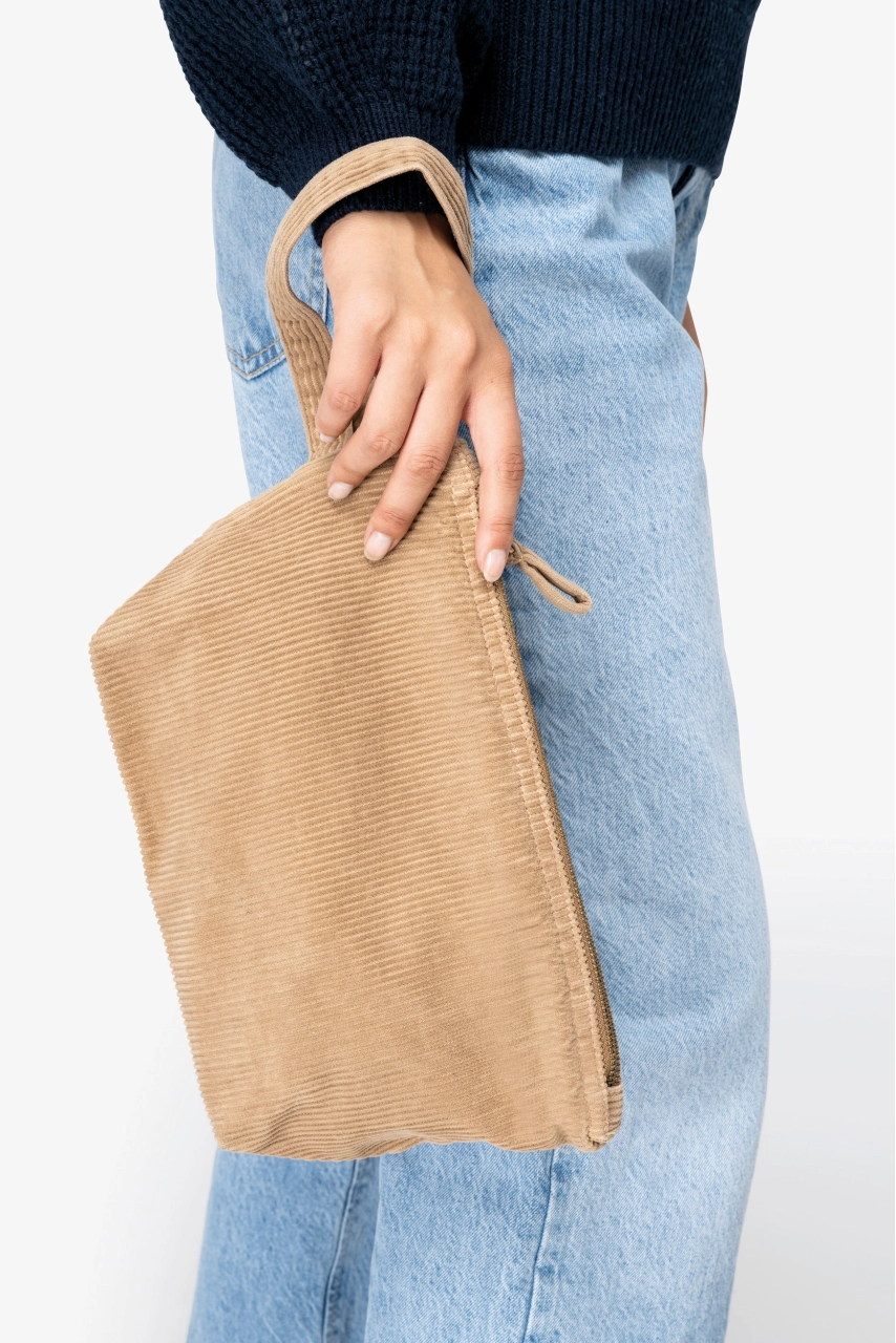Pochette écoresponsable délavée en velours côtelé