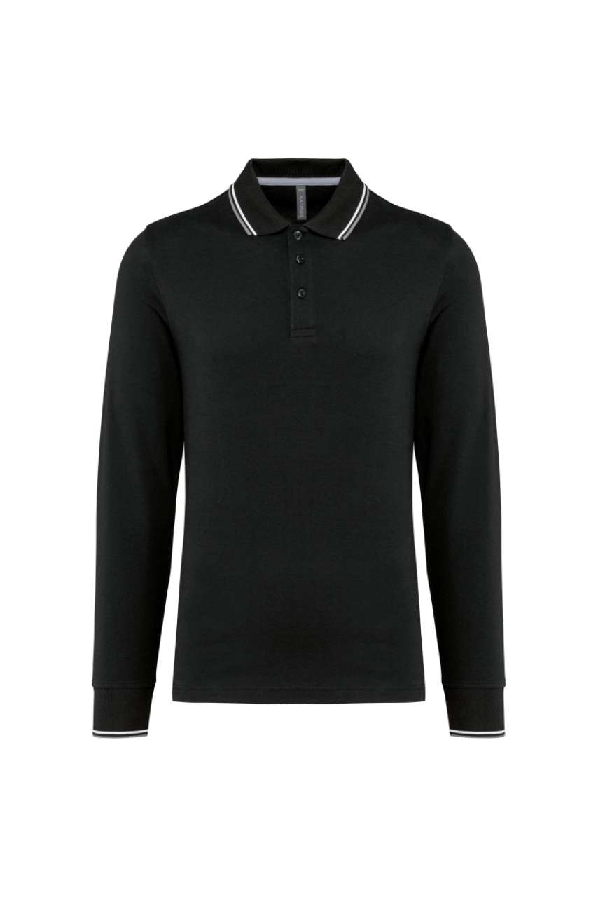 Polo maille piquée manches longues homme